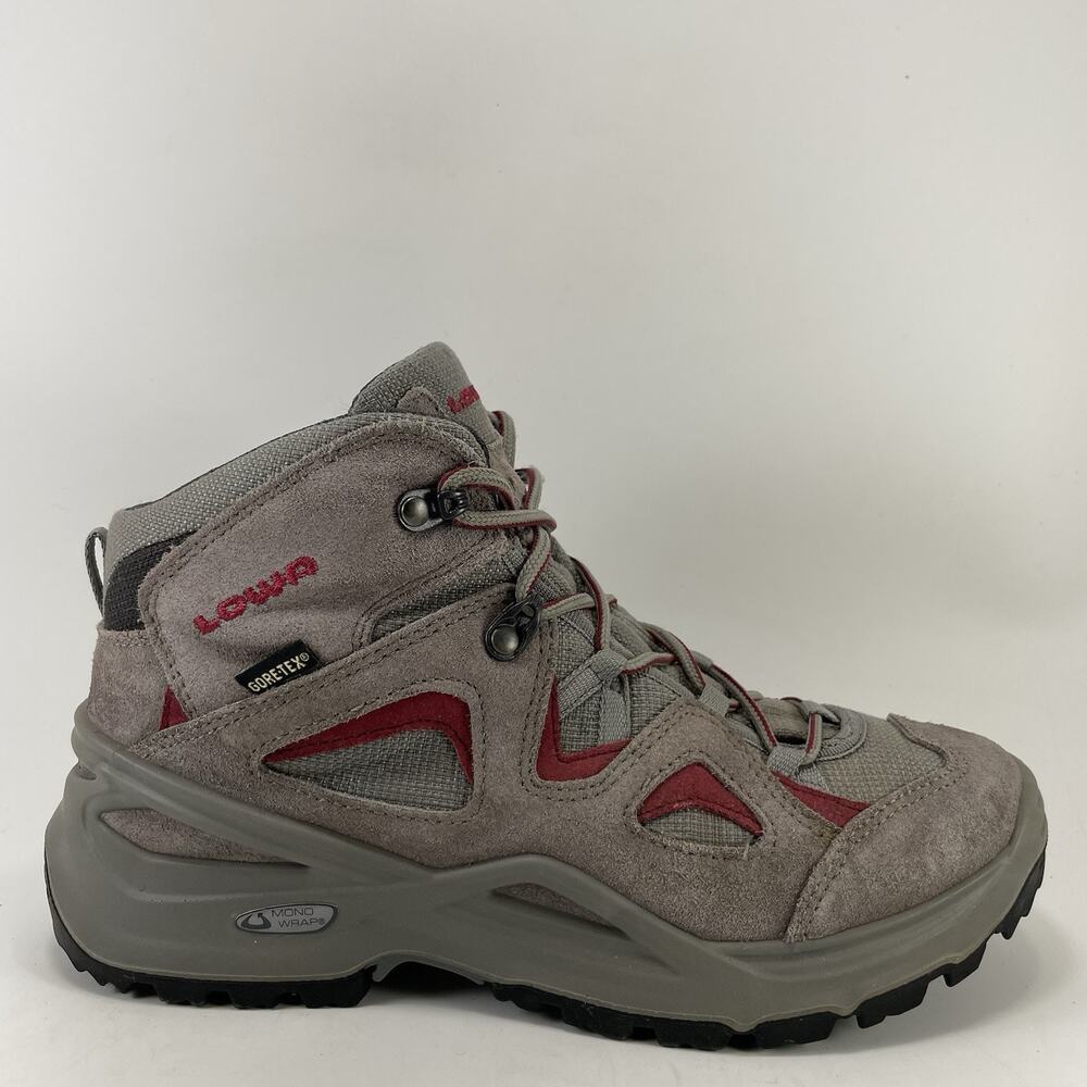 Lowa Bora GTX Mid Grey Hiking Boots Womens Size 7 Waterproof Gore-Tex Trail33